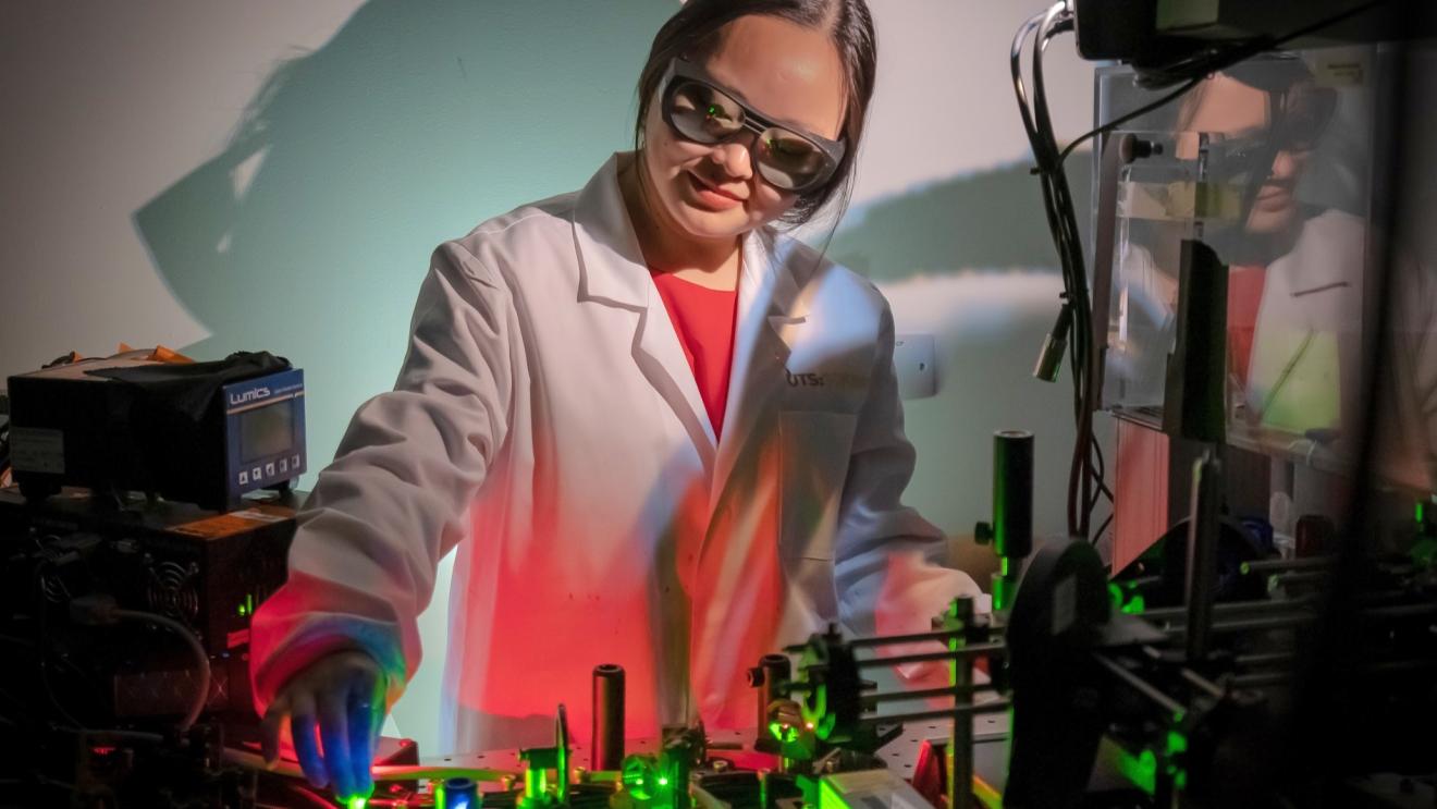 CUA researcher Jiajia Zhou at work in a laboratory